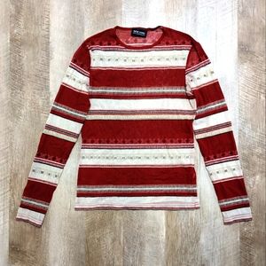 Vintage New York & Company Sheer Red and White Long Sleeve Shirt